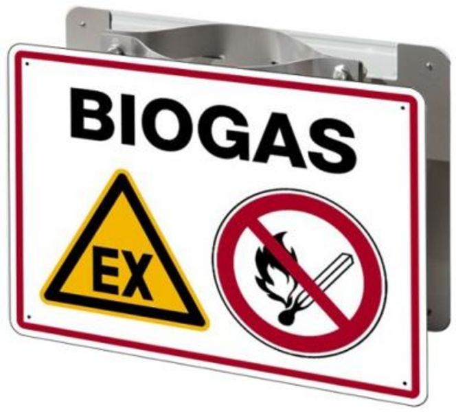 Panneaux d'avertissement Ex international doubles sur plaques inox BIOGASKONTOR DN 150