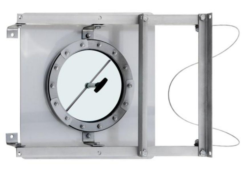 Plaque de surpression BIOGASKONTOR 48 x 48 cm inox avec jauge et essuie-glace
