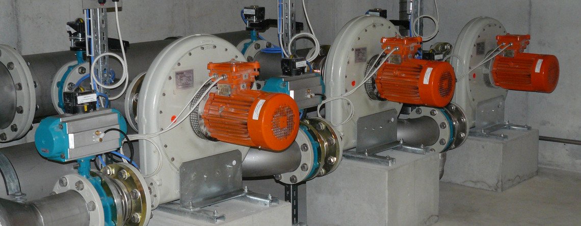 Surpresseur biogaz Meidinger GRN/1G ATEX – entraînement direct 1,1 kW, 40 mbar